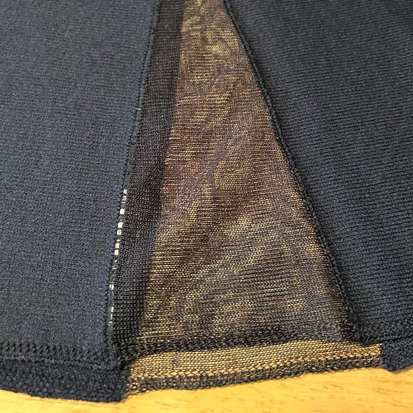 Womens St. John Evening Black Sequin Mixed Media Mesh Knit A-Line Skirt 12 - Picture 5 of 13